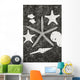 Shells And Starfish Scatterd On Textured Surface Wall Mural