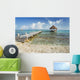 Mexico, Yucatan Peninsula, Tulum, Pier Over Turquoise Ocean Wall Mural