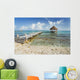 Mexico, Yucatan Peninsula, Tulum, Pier Over Turquoise Ocean Wall Mural