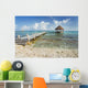 Mexico, Yucatan Peninsula, Tulum, Pier Over Turquoise Ocean Wall Mural