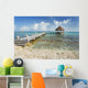 Mexico, Yucatan Peninsula, Tulum, Pier Over Turquoise Ocean Wall Mural