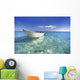 White Boat Floating On Turquoise Water Wall Mural