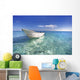 White Boat Floating On Turquoise Water Wall Mural