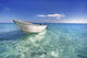 White Boat Floating On Turquoise Water Wall Mural