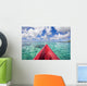 Red Outrigger Canoe In Calm Turquoise Water Wall Mural