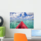Red Outrigger Canoe In Calm Turquoise Water Wall Mural