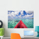 Red Outrigger Canoe In Calm Turquoise Water Wall Mural