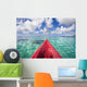 Red Outrigger Canoe In Calm Turquoise Water Wall Mural
