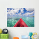 Red Outrigger Canoe In Calm Turquoise Water Wall Mural