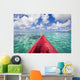 Red Outrigger Canoe In Calm Turquoise Water Wall Mural