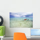 Red Outrigger Canoe In Calm Turquoise Water Wall Mural