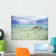 Red Outrigger Canoe In Calm Turquoise Water Wall Mural