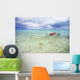 Red Outrigger Canoe In Calm Turquoise Water Wall Mural