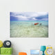 Red Outrigger Canoe In Calm Turquoise Water Wall Mural