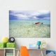 Red Outrigger Canoe In Calm Turquoise Water Wall Mural