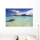 Picnic Table And Umbrella In Clear Lagoon Water Wall Mural