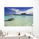 Picnic Table And Umbrella In Clear Lagoon Water Wall Mural