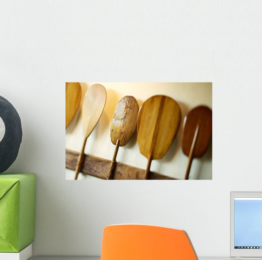 Hawaii, Oahu, Old Hawaiian Canoe Paddles Wall Mural