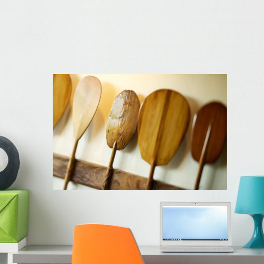 Hawaii, Oahu, Old Hawaiian Canoe Paddles Wall Mural