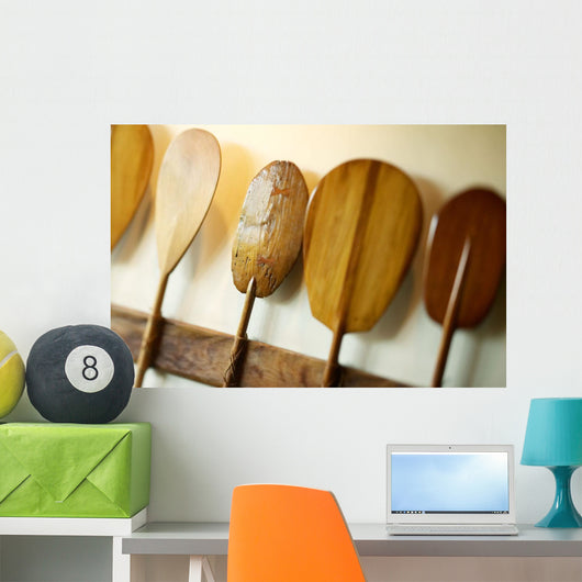 Hawaii, Oahu, Old Hawaiian Canoe Paddles Wall Mural