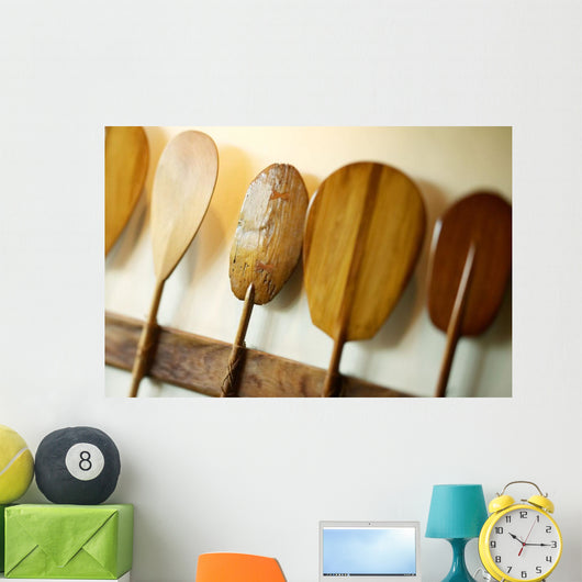 Hawaii, Oahu, Old Hawaiian Canoe Paddles Wall Mural