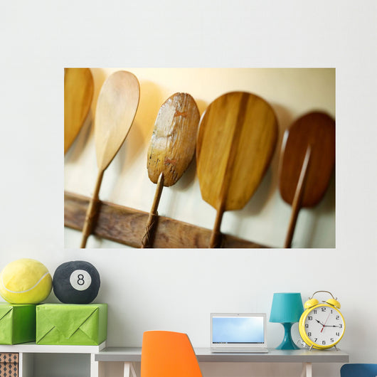 Hawaii, Oahu, Old Hawaiian Canoe Paddles Wall Mural