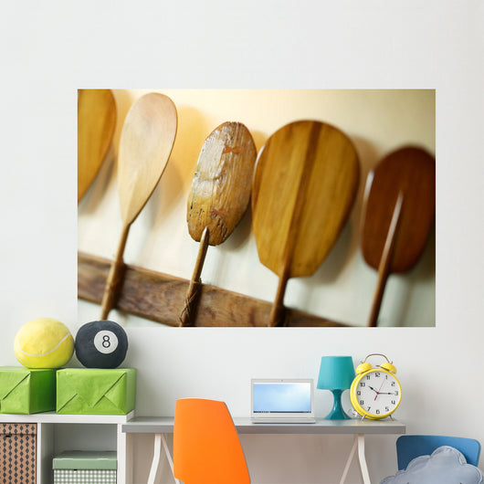 Hawaii, Oahu, Old Hawaiian Canoe Paddles Wall Mural