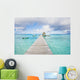 French Polynesia, Tuamotu Isalnds, Rangiroa Atoll, Pier On The Ocean Wall Mural