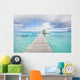 French Polynesia, Tuamotu Isalnds, Rangiroa Atoll, Pier On The Ocean Wall Mural