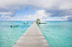 French Polynesia, Tuamotu Isalnds, Rangiroa Atoll, Pier On The Ocean Wall Mural