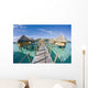Bungalows Over Beautiful Turquoise Ocean Wall Mural