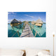 Bungalows Over Beautiful Turquoise Ocean Wall Mural