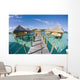 Bungalows Over Beautiful Turquoise Ocean Wall Mural
