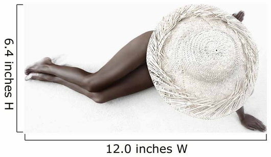 Hawaii, Woman Lays On The Sand With Straw Wide Brim Hat Wall Decal