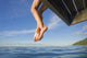 Hawaii, Womans Legs Hanging From Dock Wall Mural