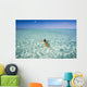 French Polynesia, Tahiti, Bora Bora, Woman Enjoy A Day In The Ocean Wall Mural