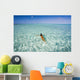 French Polynesia, Tahiti, Bora Bora, Woman Enjoy A Day In The Ocean Wall Mural