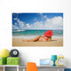 Hawaii, Woman Sitting On The Beach At A Remote Tropical Location Wall Mural