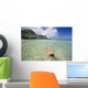 Hawaii, Kauai,Tunnels Beach, Woman Floating In The Ocean Wall Mural