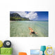 Hawaii, Kauai,Tunnels Beach, Woman Floating In The Ocean Wall Mural