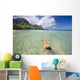 Hawaii, Kauai,Tunnels Beach, Woman Floating In The Ocean Wall Mural