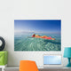 French Polynesia, Tahiti, Moorea, Woman Floating In Water Wall Mural