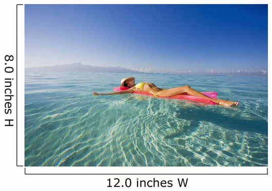 French Polynesia, Tahiti, Moorea, Woman Floating In Water Wall Mural