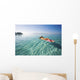 French Polynesia, Tahiti, Moorea, Woman Floating In Water Wall Mural