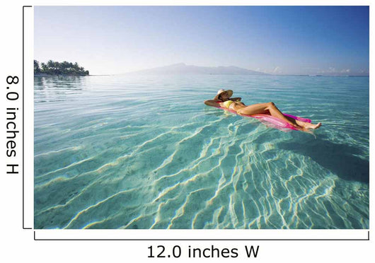 French Polynesia, Tahiti, Moorea, Woman Floating In Water Wall Mural