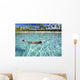 French Polynesia, Moorea, Woman Free Diving In Turquoise Ocean Wall Mural
