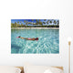 French Polynesia, Moorea, Woman Free Diving In Turquoise Ocean Wall Mural