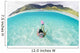 French Polynesia, Moorea, Woman Free Diving In Turquoise Ocean Wall Mural