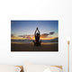 Hawaii, Maui, Silhouette Of Beautiful Girl Doing Yoga On The Beach Wall Mural
