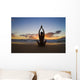 Hawaii, Maui, Silhouette Of Beautiful Girl Doing Yoga On The Beach Wall Mural